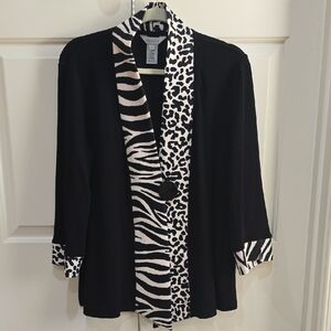 Multiples Black and White Animal Print Blouse/Jacket